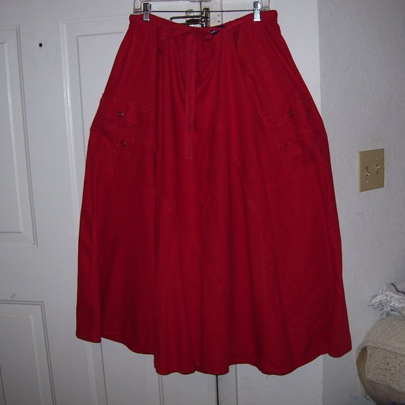 East Coast Red Maxi Linen Blend Skirt Size 24 - Picture 10 of 12